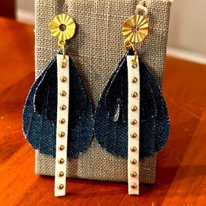 Denim teardrop earrings